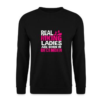 De vraies dames de randonnée sont nées en décembre rétro - Sweat-shirt Unisexe - noir - Devant - Alina (178cm) & Michal (187cm)