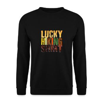Cool Retro LUCKY Hiking Shirt Designs impressionnants - Sweat-shirt Unisexe - noir - Devant - Alina (178cm) & Michal (187cm)