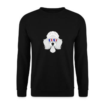 Poodle France Sunglasses I French Flag - Unisex Pullover - Schwarz - Vorne - Alina (178cm) & Michal (187cm)
