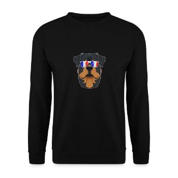 Rottweiler France Sunglasses I French Flag - Unisex Pullover - Schwarz - Vorne - Alina (178cm) & Michal (187cm)