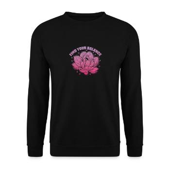Lotosblume Find your Balance Pflanze Blume - Unisex Pullover - Schwarz - Vorne - Alina (178cm) & Michal (187cm)