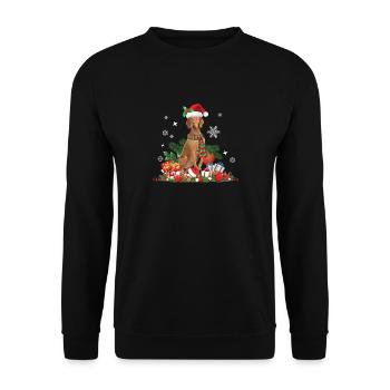 Vizsla Hund, Weihnachtsthema - Unisex Pullover - Schwarz - Vorne - Alina (178cm) & Michal (187cm)