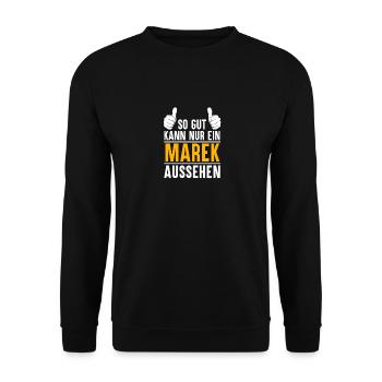 Marek Vorname Name Geschenk - Unisex Pullover - Schwarz - Vorne - Alina (178cm) & Michal (187cm)