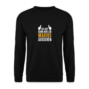 Marius Vorname Name Geschenk - Unisex Pullover - Schwarz - Vorne - Alina (178cm) & Michal (187cm)