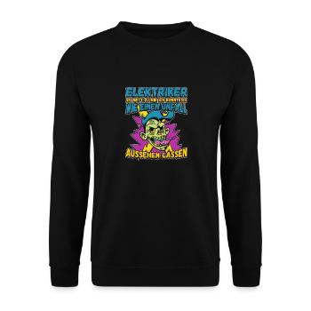 Elektriker - Sei nett zu mir - Elektroniker Lustig - Unisex Pullover - Schwarz - Vorne - Alina (178cm) & Michal (187cm)