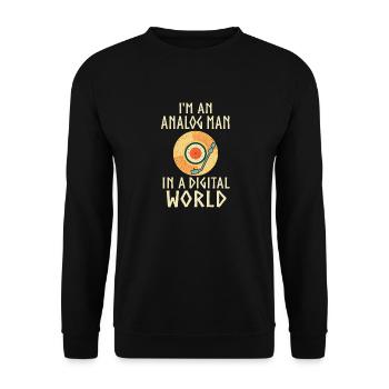 Ich Bin Ein Analoger Mann In Einer Digitalen Welt - Unisex Pullover - Schwarz - Vorne - Alina (178cm) & Michal (187cm)
