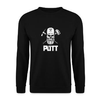Ruhrpott Bergwerk Hammer & Eisen Pott Kohlewerk - Unisex Pullover - Schwarz - Vorne - Alina (178cm) & Michal (187cm)