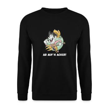 Bauer Landwirt Ab auf´n Acker Ernte Getreide Mais - Unisex Pullover - Schwarz - Vorne - Alina (178cm) & Michal (187cm)