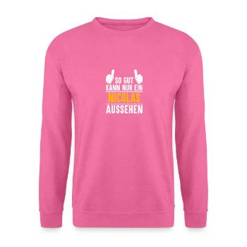 Nicolas Vorname Name Geschenk - Unisex Pullover - Pink - Vorne