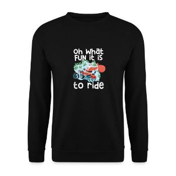 Santa Claus Riding Motorrad Oh, was für ein Spaß - Unisex Pullover - Schwarz - Vorne - Alina (178cm) & Michal (187cm)