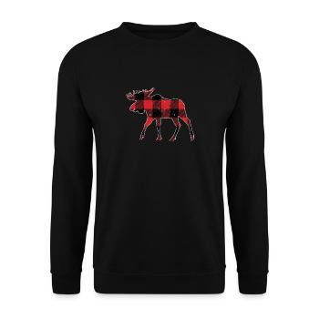 Buffalo Plaid Elch Matching Familie Weihnachten - Unisex Pullover - Schwarz - Vorne - Alina (178cm) & Michal (187cm)
