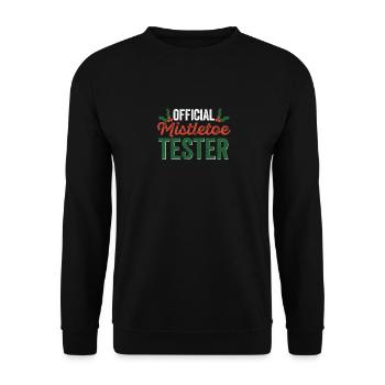 Offizieller Mistelzweigtester Lustige Weihnachten - Unisex Pullover - Schwarz - Vorne - Alina (178cm) & Michal (187cm)
