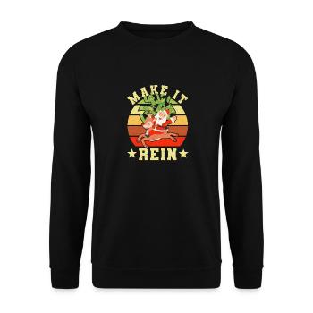 Lustige Weihnachtsmann Rentier Weihnachten Geld - Unisex Pullover - Schwarz - Vorne - Alina (178cm) & Michal (187cm)