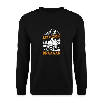 Balade en motoneige Mon cheval va Braaaap - Sweat-shirt Unisexe - noir - Devant - Alina (178cm) & Michal (187cm)