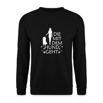 Die mit dem Hund geht - Unisex Pullover - Schwarz - Vorne - Alina (178cm) & Michal (187cm)