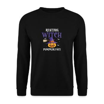Resting Witch Pumpkin Face Cool Halloween - Unisex Sweatshirt - black - Front - Alina (178cm) & Michal (187cm)