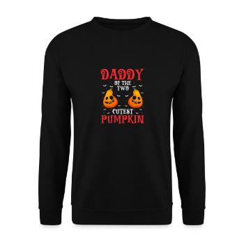 DADDY Of The Two Cutest Pumpkin Cool T-Shirt - Unisex Pullover - Schwarz - Vorne - Alina (178cm) & Michal (187cm)