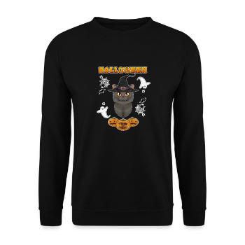 British Shorthair Cat Lover I Happy Halloween - Unisex Pullover - Schwarz - Vorne - Alina (178cm) & Michal (187cm)