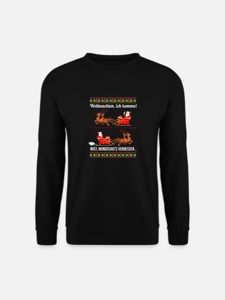 Weihnachtsmann dreht um Mundschutz vergessen - Unisex Pullover - Schwarz
