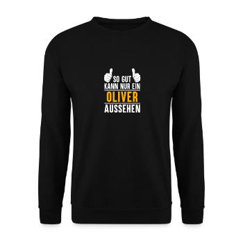 Oliver Vorname Name Geschenk - Unisex Pullover - Schwarz - Vorne - Alina (178cm) & Michal (187cm)