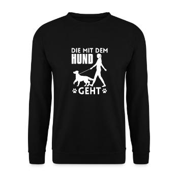 Die mit dem Hund geht - Unisex Pullover - Schwarz - Vorne - Alina (178cm) & Michal (187cm)