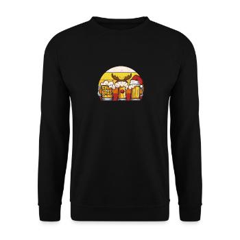 Bierkrug Weihnachtsbaum Lichter Weihnachtsmann - Unisex Pullover - Schwarz - Vorne - Alina (178cm) & Michal (187cm)