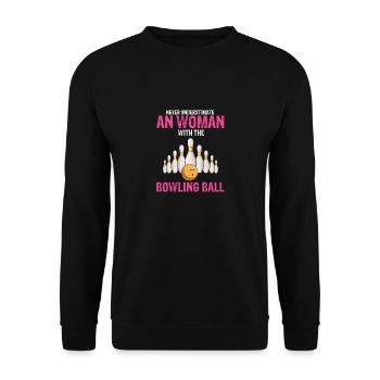 Ne sous-estimez jamais la femme avec la boule de bowling - Sweat-shirt Unisexe - noir - Devant - Alina (178cm) & Michal (187cm)