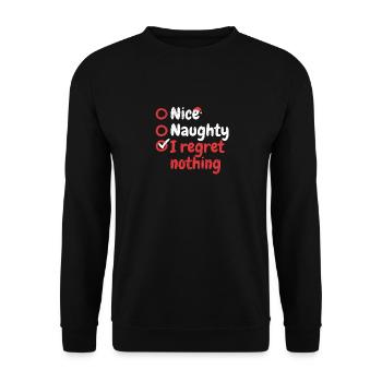 Liste de Noël Père Noël Nice Coquin I - Sweat-shirt Unisexe - noir - Devant - Alina (178cm) & Michal (187cm)