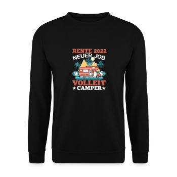 Rente 2022 Renteneintritt Camping Camper - Unisex Pullover - Schwarz - Vorne - Alina (178cm) & Michal (187cm)