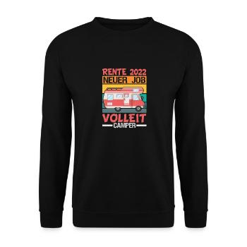 Rente 2022 Renteneintritt Camping Camper - Unisex Pullover - Schwarz - Vorne - Alina (178cm) & Michal (187cm)