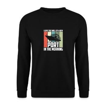 J’adore l’odeur du nouveau port lors de la croisière du matin - Sweat-shirt Unisexe - noir - Devant - Alina (178cm) & Michal (187cm)