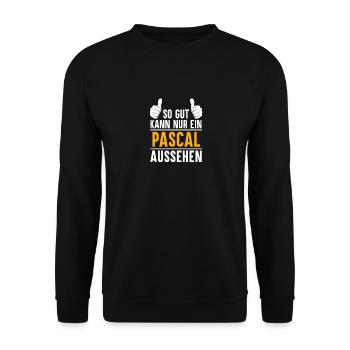 Pascal Vorname Name Geschenk - Unisex Pullover - Schwarz - Vorne - Alina (178cm) & Michal (187cm)