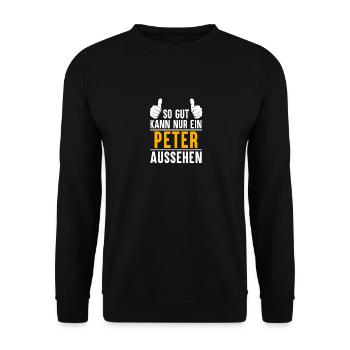 Peter Vorname Name Geschenk - Unisex Pullover - Schwarz - Vorne - Alina (178cm) & Michal (187cm)