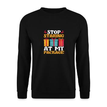 Stop Staring At My Package Merry Christmas - Unisex Sweatshirt - black - Front - Alina (178cm) & Michal (187cm)