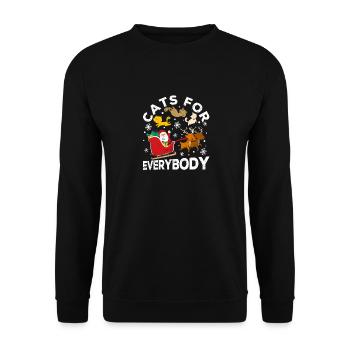 Katzen für alle Frohe Weihnachten Katze Weihnacht - Unisex Pullover - Schwarz - Vorne - Alina (178cm) & Michal (187cm)