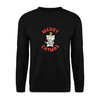 Funny Cat Christmas Tree Cats Love Christmas - Unisex Sweatshirt - black - Front - Alina (178cm) & Michal (187cm)