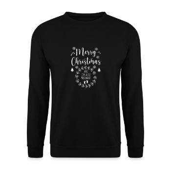 Baby-Ankündigung Xmas Frohe Weihnachten Auch ich - Unisex Pullover - Schwarz - Vorne - Alina (178cm) & Michal (187cm)