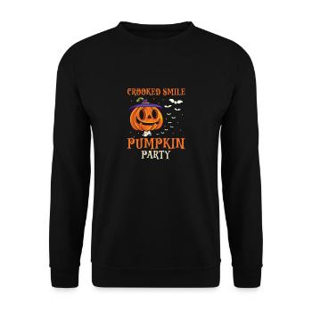 Crooked Smile Pumpkin Party Funny Halloween - Unisex Sweatshirt - black - Front - Alina (178cm) & Michal (187cm)
