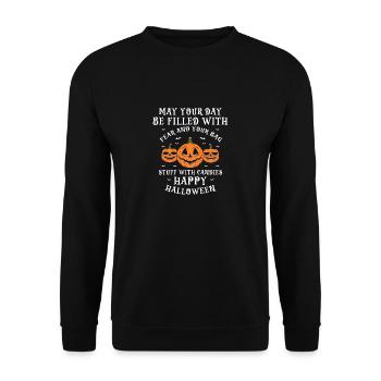 Filled With Fear & Your Bag Stuff With Candies - Unisex Sweatshirt - black - Front - Alina (178cm) & Michal (187cm)
