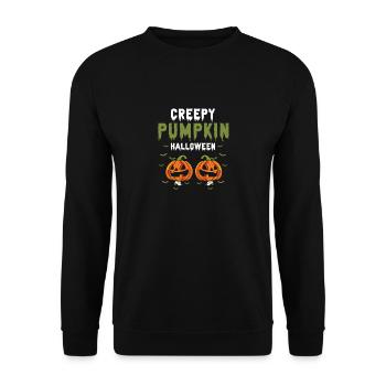 Creepy Pumpkin Halloween Cool Vintage T-Shirt - Sweat-shirt Unisexe - noir - Devant - Alina (178cm) & Michal (187cm)
