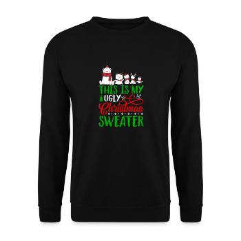 C’est mon vilain design de Noël avec des motifs d’animaux - Sweat-shirt Unisexe - noir - Devant - Alina (178cm) & Michal (187cm)