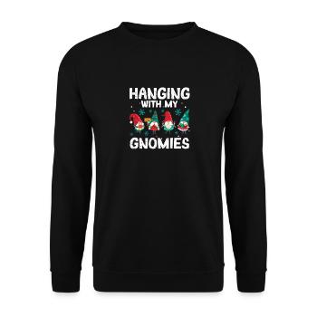 Drôle d’ami Gnome Amoureux de Noël Pendu - Sweat-shirt Unisexe - noir - Devant - Alina (178cm) & Michal (187cm)