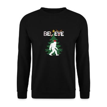 Believe Bigfoot Sasquatch Yeti Weihnachtsmütze - Unisex Pullover - Schwarz - Vorne - Alina (178cm) & Michal (187cm)