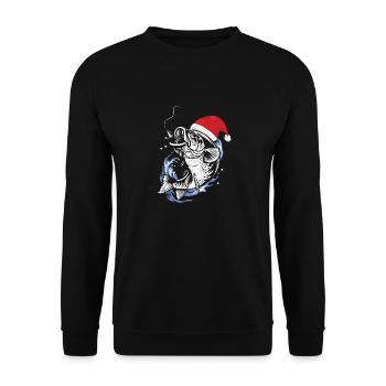 Drôle de poisson de bar de Noël de pêche laide - Sweat-shirt Unisexe - noir - Devant - Alina (178cm) & Michal (187cm)