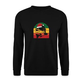Funny Ugly Fishing Christmas Bass Fish - Unisex Sweatshirt - black - Front - Alina (178cm) & Michal (187cm)