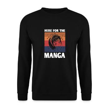 Here For The Manga Retro Vintage Manga Otaku - Unisex Pullover - Schwarz - Vorne - Alina (178cm) & Michal (187cm)