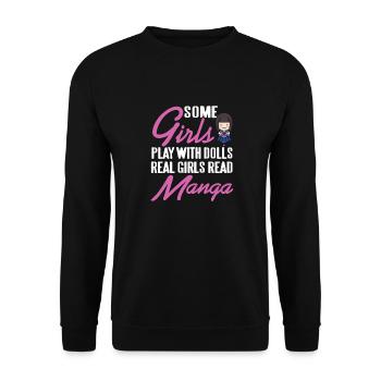 Certaines filles jouent avec des poupées vraies filles lire MANGA - Sweat-shirt Unisexe - noir - Devant - Alina (178cm) & Michal (187cm)