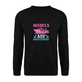 Mädels auf Kreuzfahrt Schiff Urlaub - Unisex Pullover - Schwarz - Vorne - Alina (178cm) & Michal (187cm)