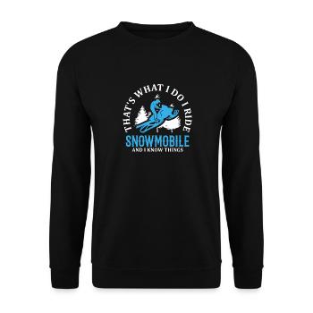 Je fais de la motoneige et je sais des choses - Sweat-shirt Unisexe - noir - Devant - Alina (178cm) & Michal (187cm)
