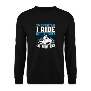 I ride snowmobiles and know things - Unisex Sweatshirt - black - Front - Alina (178cm) & Michal (187cm)